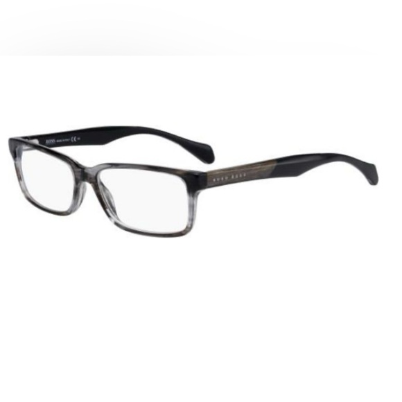 HUGO BOSS NWOT Men's Rect Striped Grey 55-16-145 Career Classic Eyeglass Frames - Picture 1 of 16